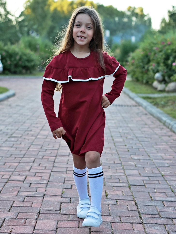 Платье для девочки школьное БУШОН SK33, цвет бордовый