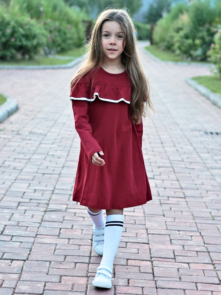 Платье для девочки школьное БУШОН SK33, цвет бордовый