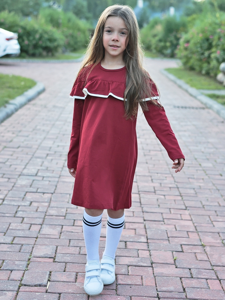 Платье для девочки школьное БУШОН SK33, цвет бордовый
