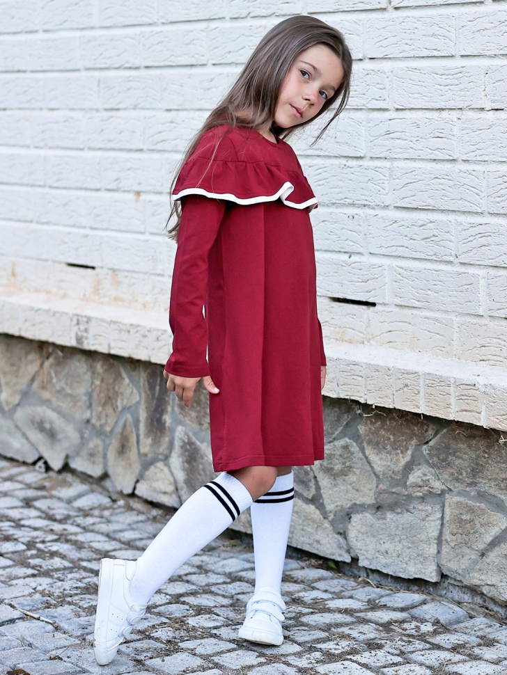 Платье для девочки школьное БУШОН SK33, цвет бордовый