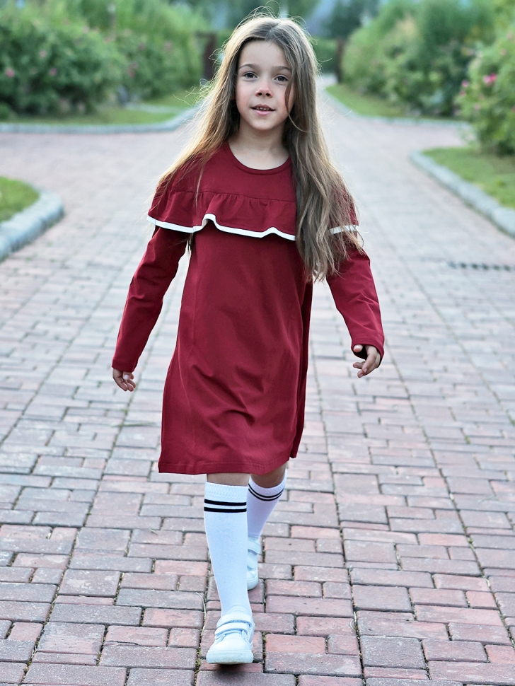 Платье для девочки школьное БУШОН SK33, цвет бордовый