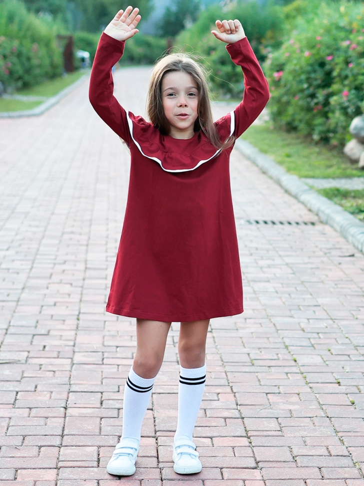 Платье для девочки школьное БУШОН SK33, цвет бордовый