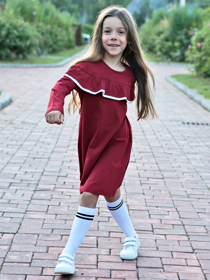 Платье для девочки школьное БУШОН SK33, цвет бордовый