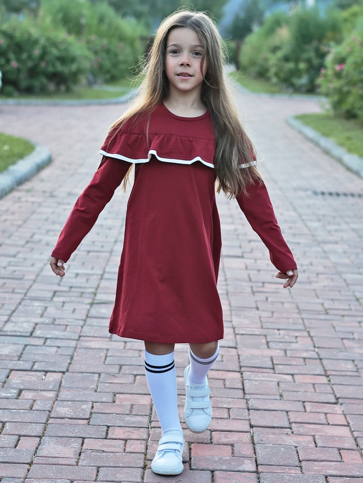 Платье для девочки школьное БУШОН SK33, цвет бордовый