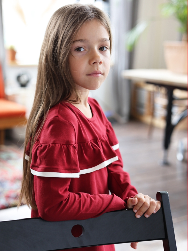 Платье для девочки школьное БУШОН SK33, цвет бордовый