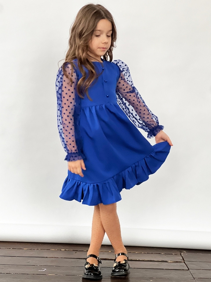 Платье для девочки нарядное БУШОН ST52, цвет синий электрик 