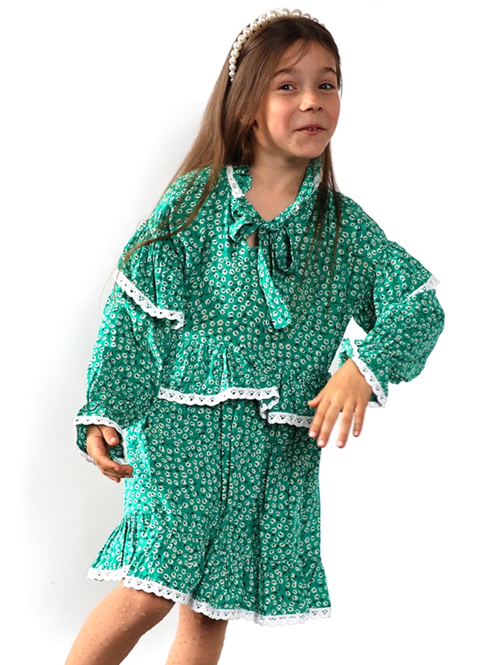 Платье для девочки нарядное БУШОН ST60, цвет зеленый