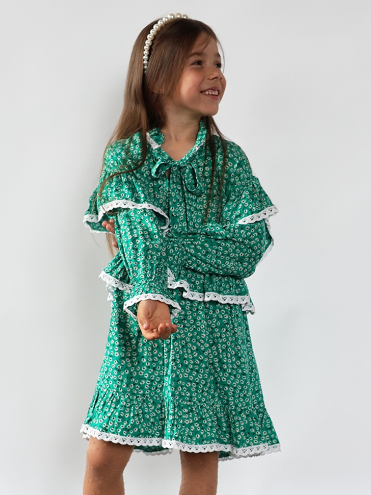 Платье для девочки нарядное БУШОН ST60, цвет зеленый