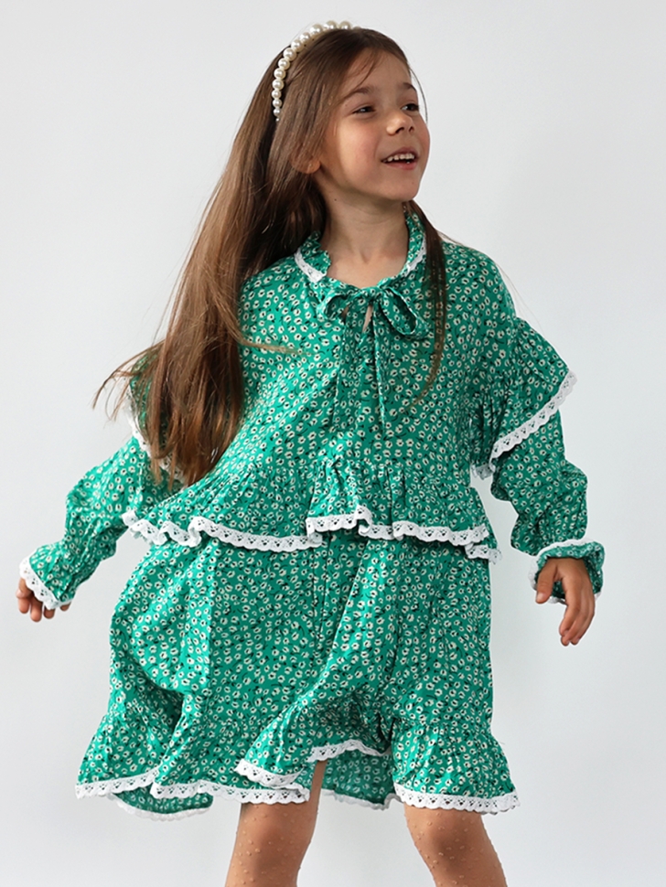 Платье для девочки нарядное БУШОН ST60, цвет зеленый