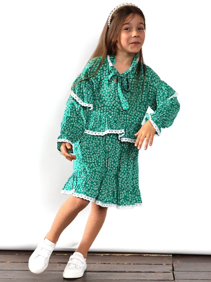 Платье для девочки нарядное БУШОН ST60, цвет зеленый