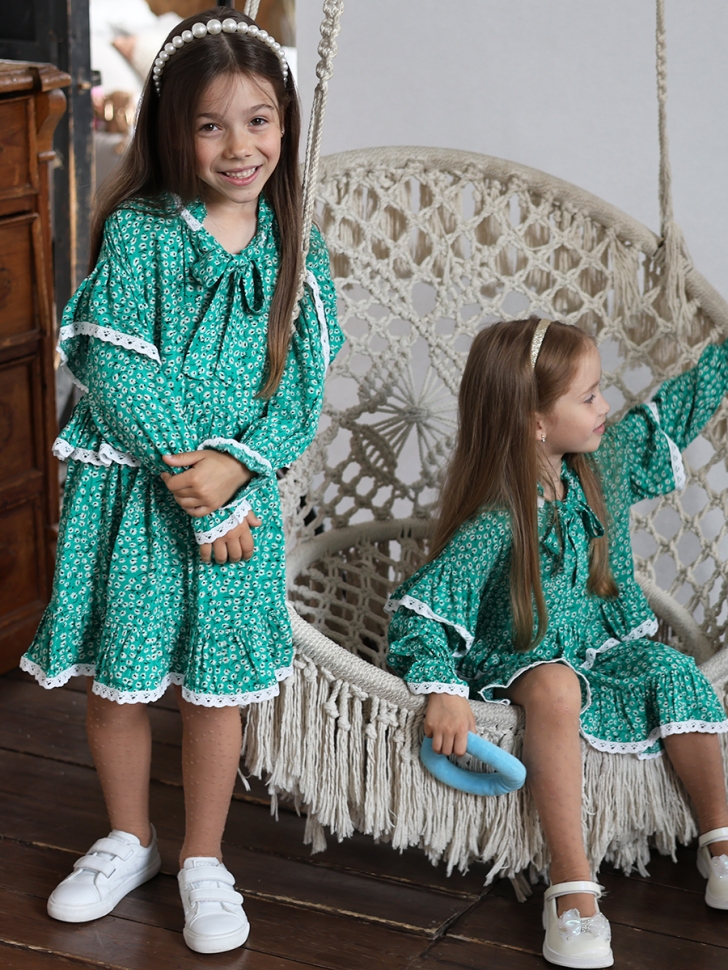 Платье для девочки нарядное БУШОН ST60, цвет зеленый