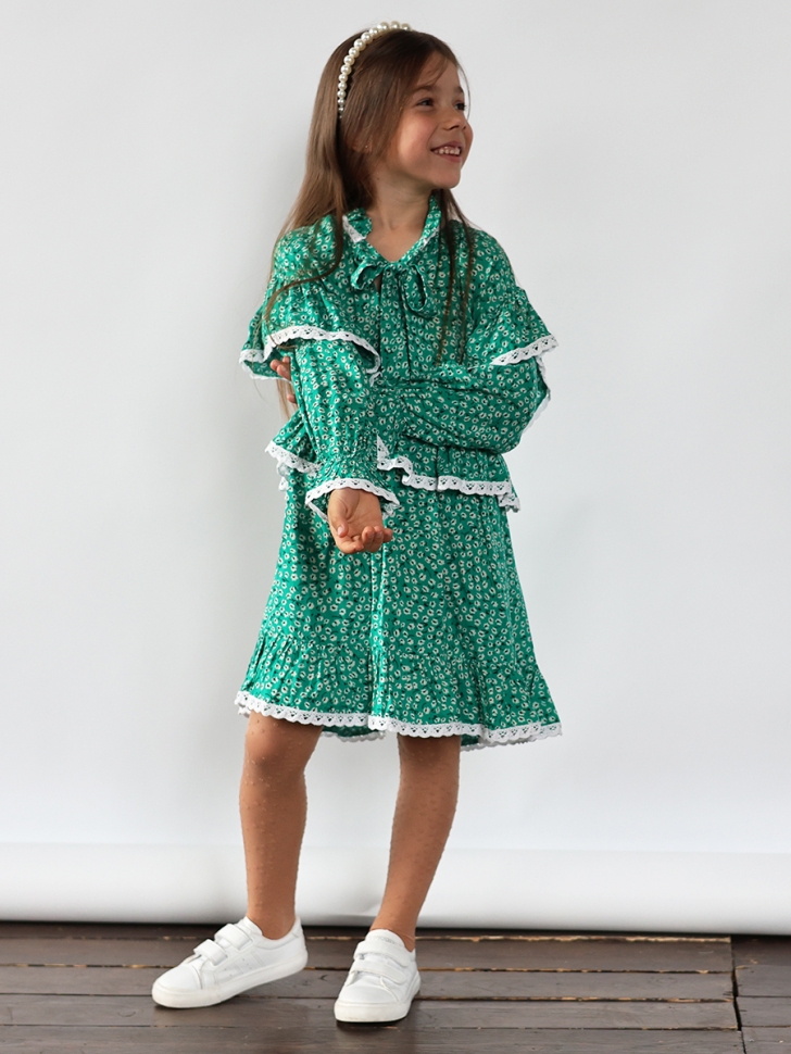 Платье для девочки нарядное БУШОН ST60, цвет зеленый