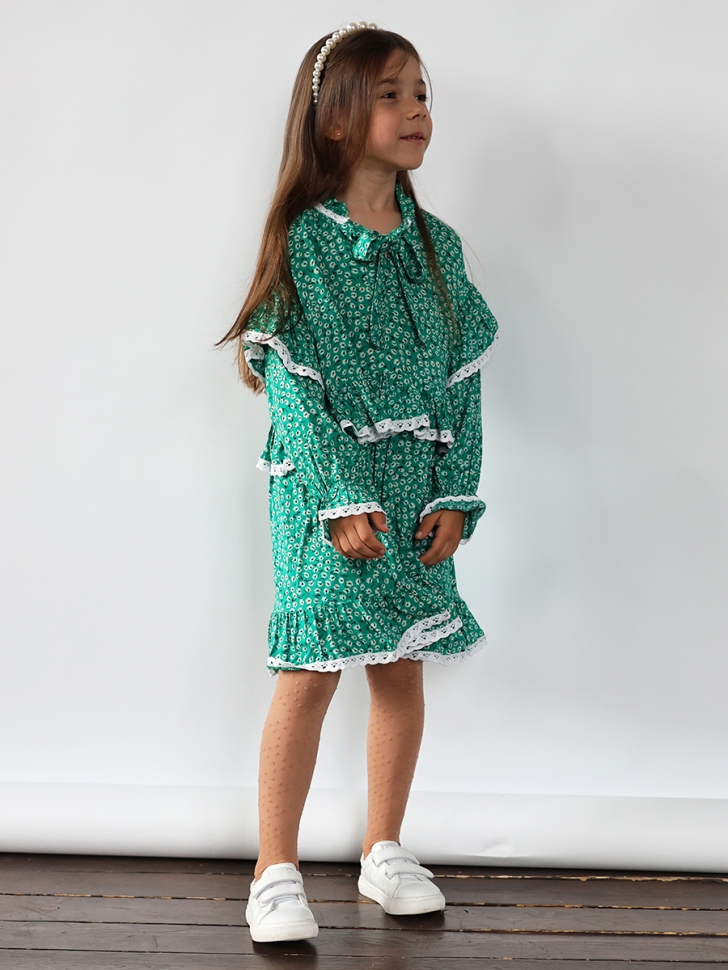 Платье для девочки нарядное БУШОН ST60, цвет зеленый