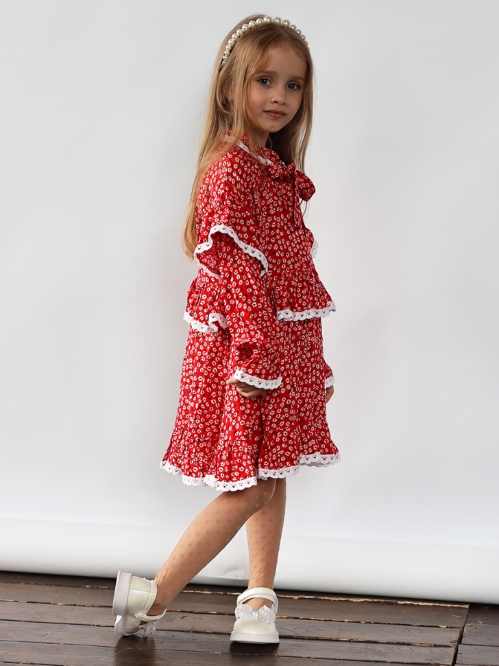 Платье для девочки нарядное БУШОН ST60, цвет красный