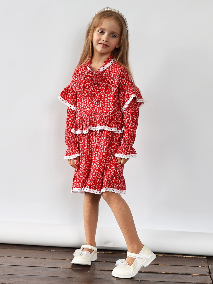 Платье для девочки нарядное БУШОН ST60, цвет красный