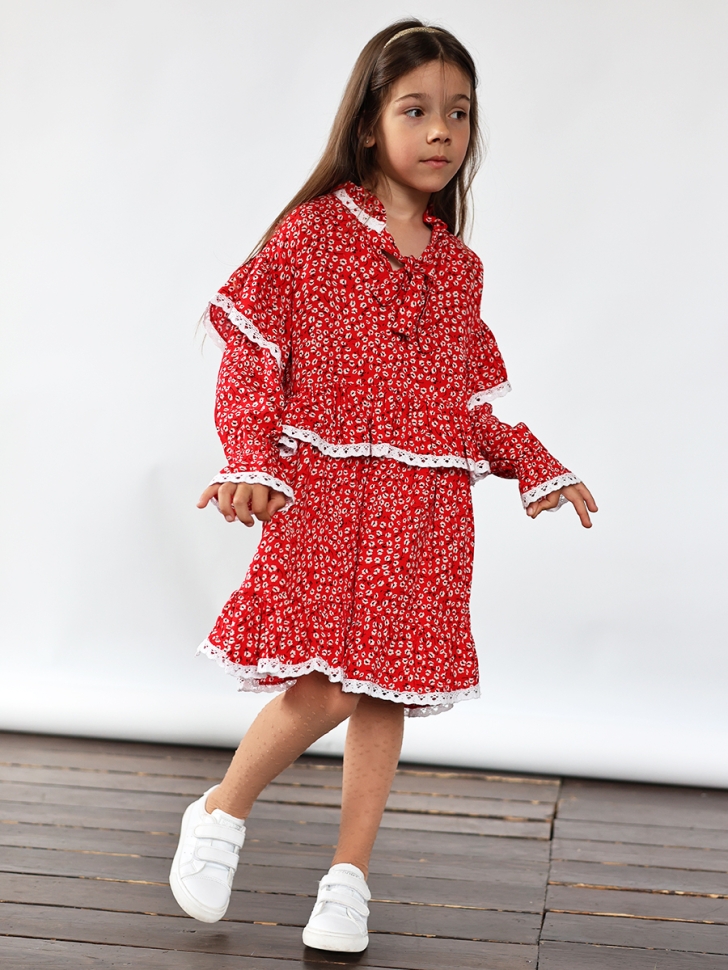 Платье для девочки нарядное БУШОН ST60, цвет красный