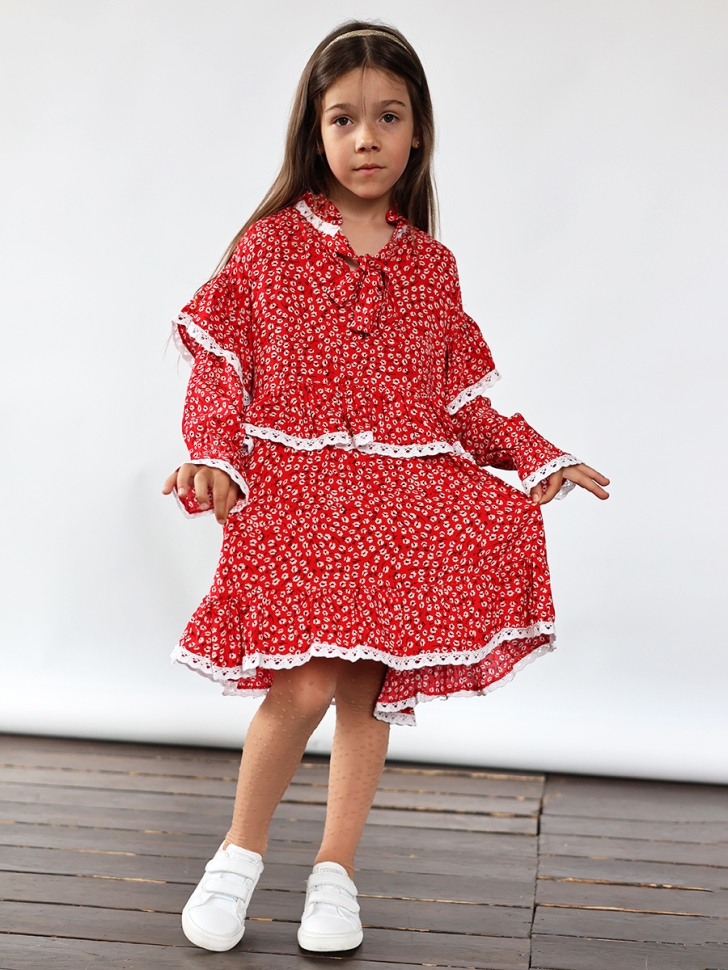Платье для девочки нарядное БУШОН ST60, цвет красный