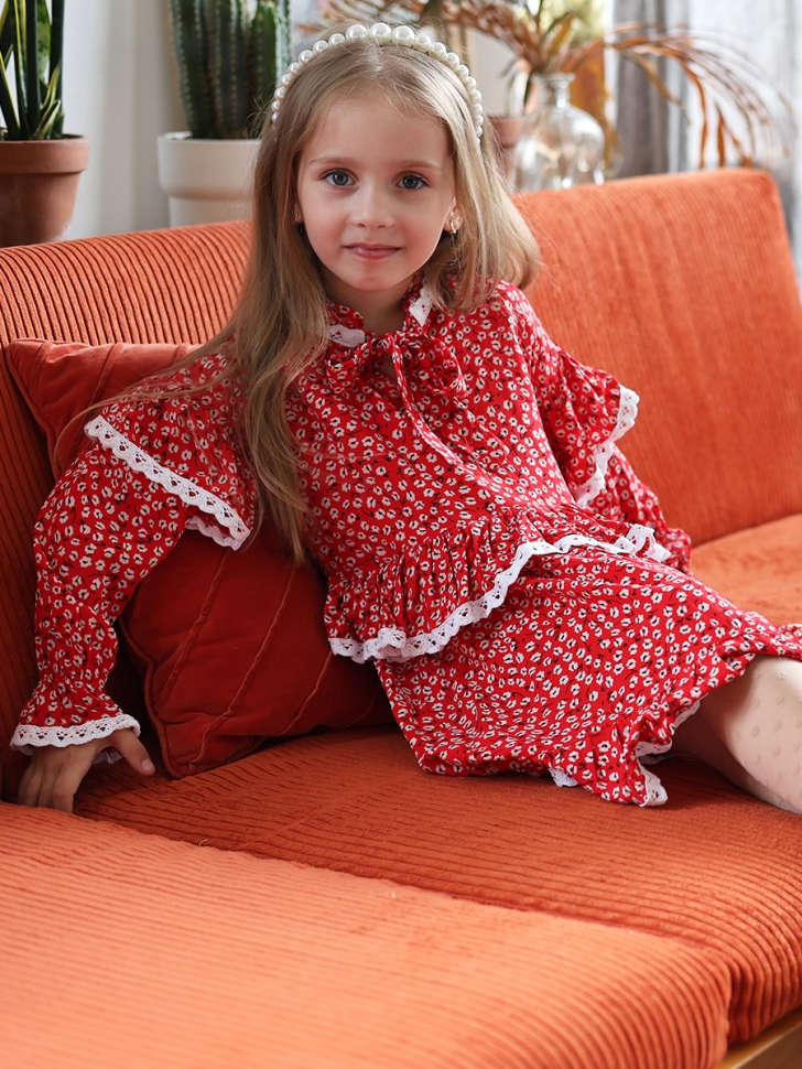 Платье для девочки нарядное БУШОН ST60, цвет красный