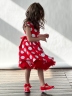 Платье для девочки нарядное БУШОН ST20, стиляги цвет красный, красный пояс, принт белый горох 