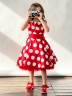 Платье для девочки нарядное БУШОН ST20, стиляги цвет красный, красный пояс, принт белый горох 