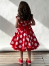 Платье для девочки нарядное БУШОН ST20, стиляги цвет красный, красный пояс, принт белый горох 