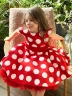 Платье для девочки нарядное БУШОН ST20, стиляги цвет красный, красный пояс, принт белый горох 