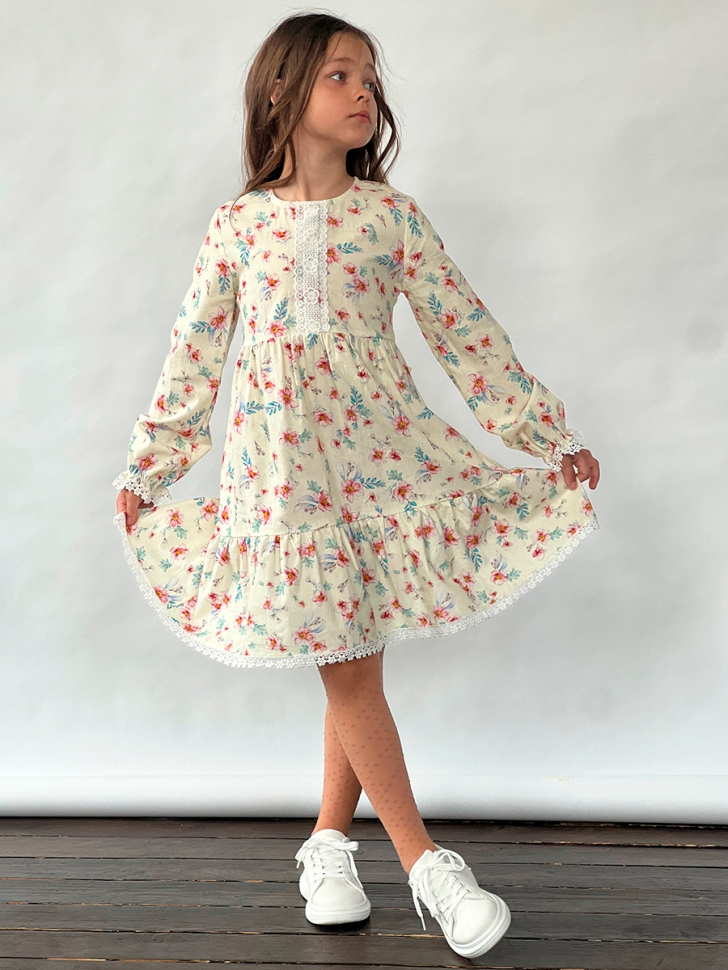 Платье для девочки нарядное БУШОН XB88, цвет кремовый