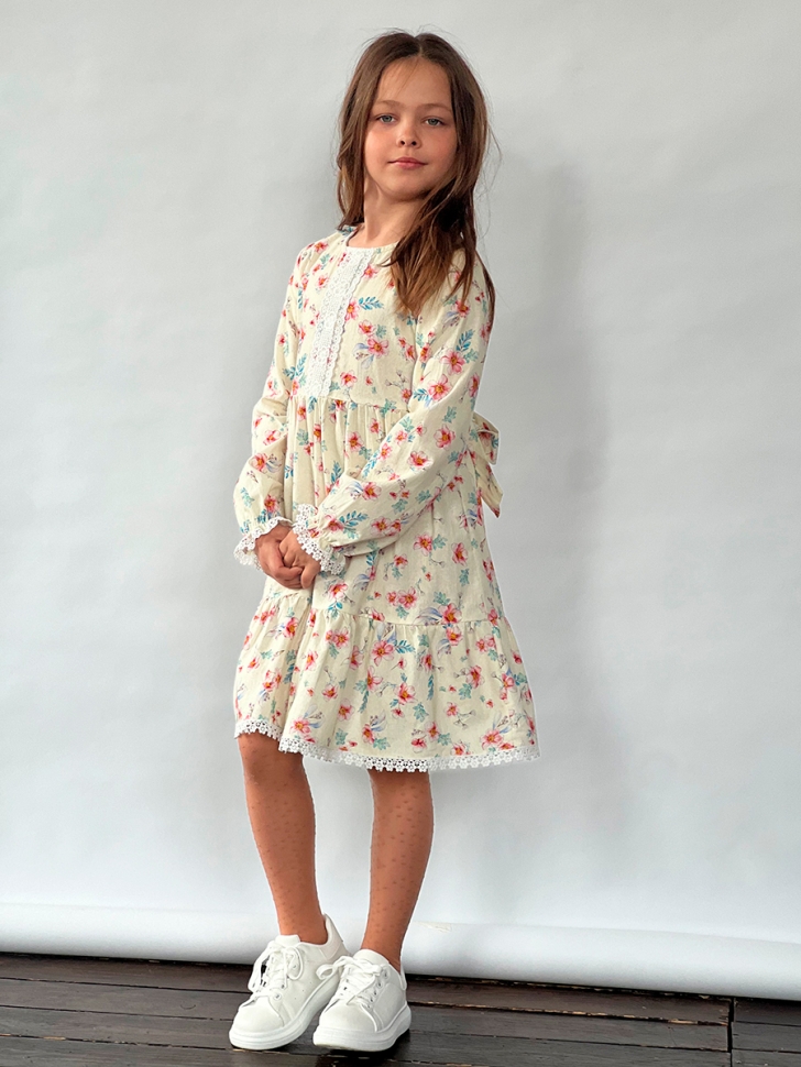 Платье для девочки нарядное БУШОН XB88, цвет кремовый