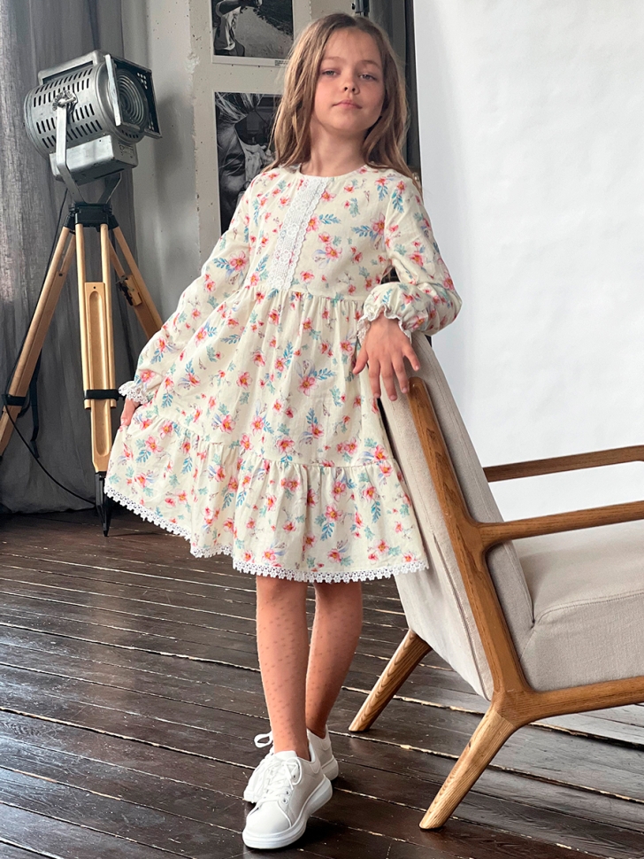 Платье для девочки нарядное БУШОН XB88, цвет кремовый