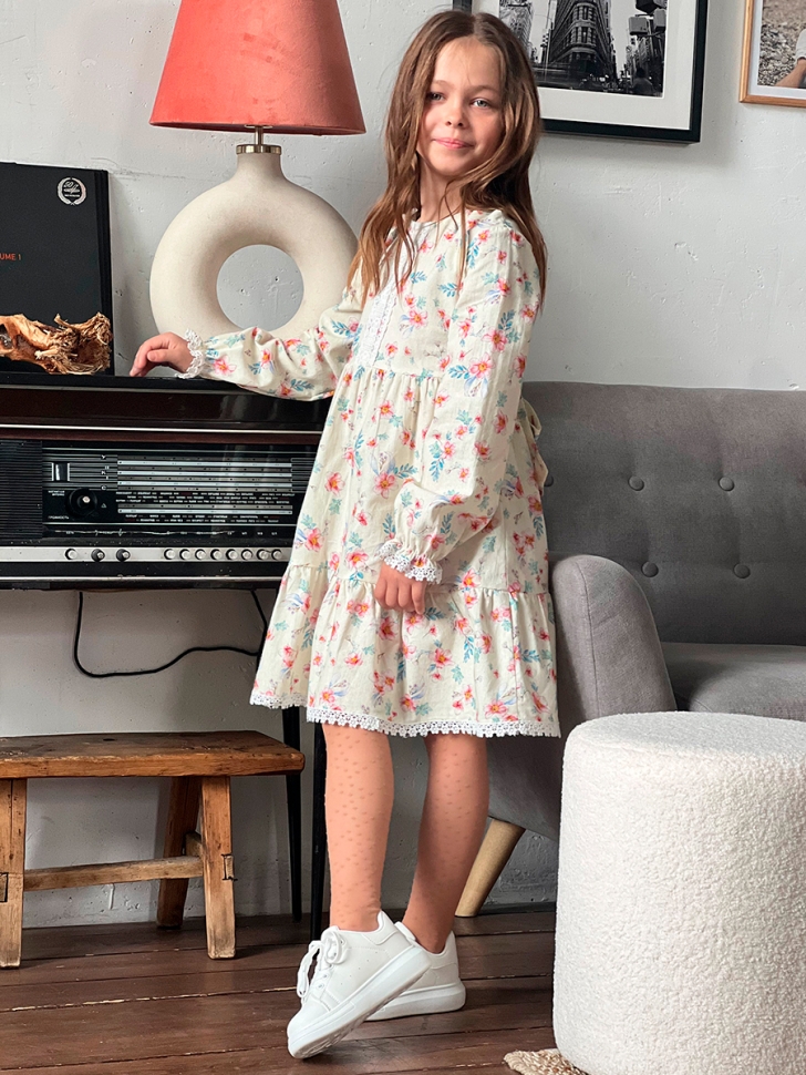 Платье для девочки нарядное БУШОН XB88, цвет кремовый