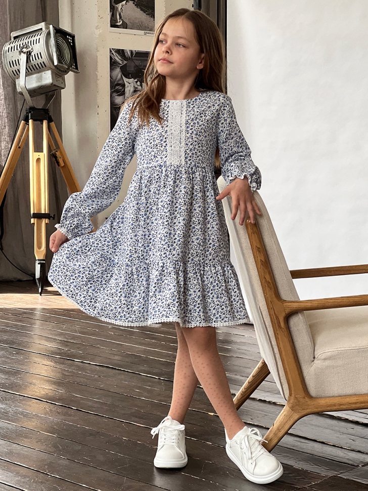 Платье для девочки нарядное БУШОН XB88, цвет васильки 