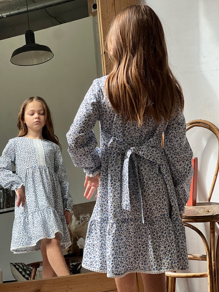 Платье для девочки нарядное БУШОН XB88, цвет васильки 