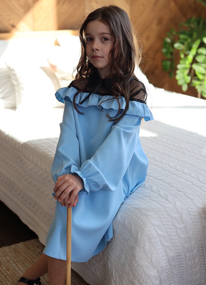 Платье для девочки нарядное БУШОН ST55, цвет голубой