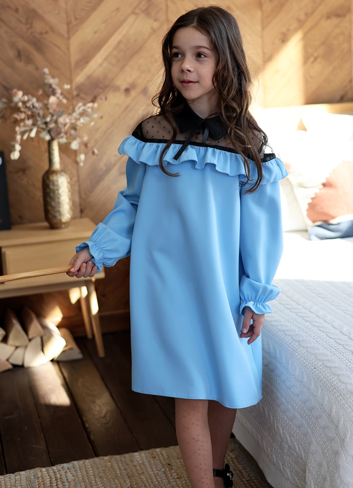 Платье для девочки нарядное БУШОН ST55, цвет голубой