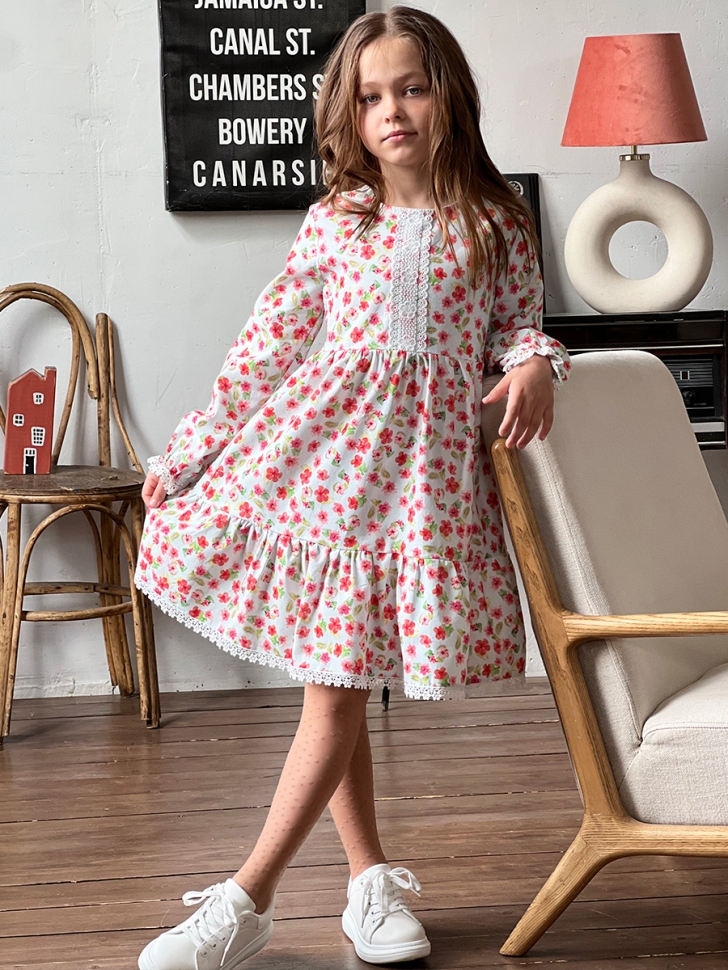 Платье для девочки нарядное БУШОН XB88, цвет цветы