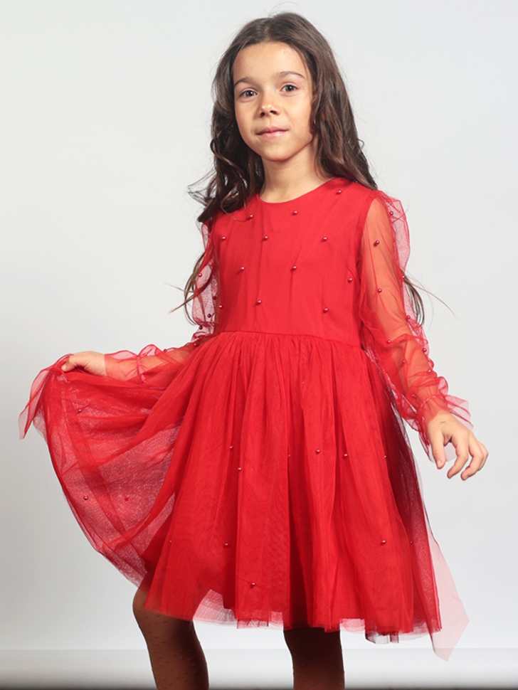 Платье для девочки нарядное БУШОН ST511, цвет красный 