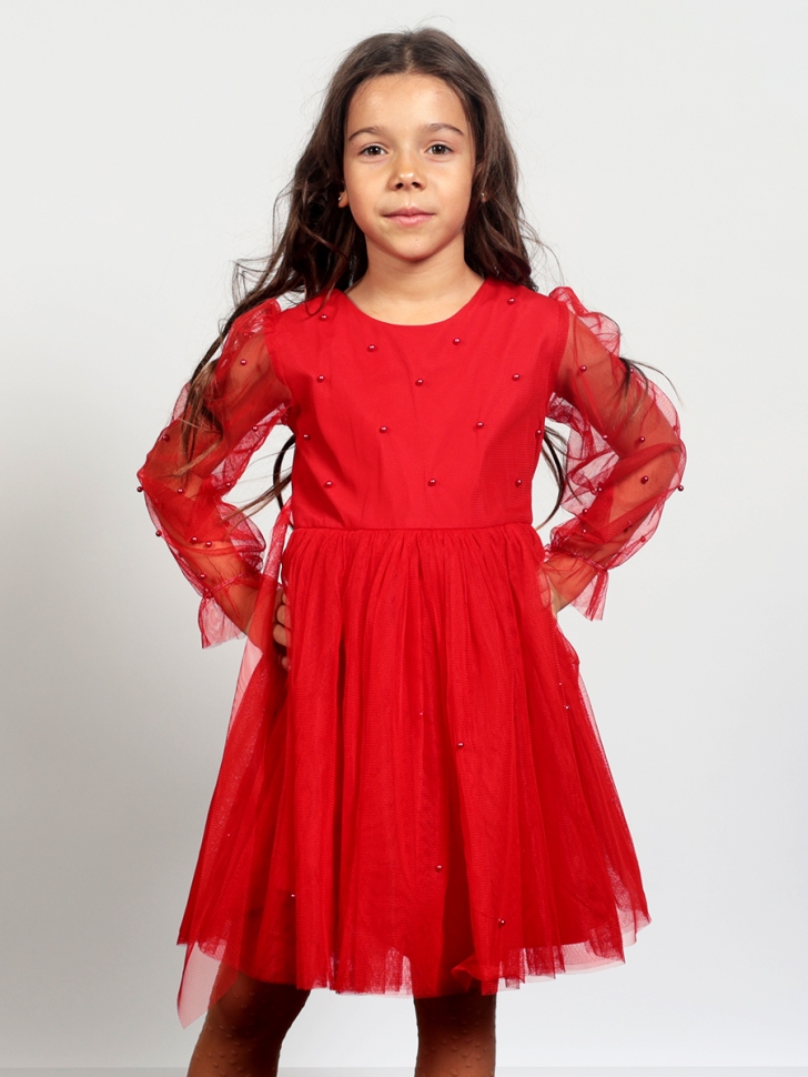Платье для девочки нарядное БУШОН ST511, цвет красный 