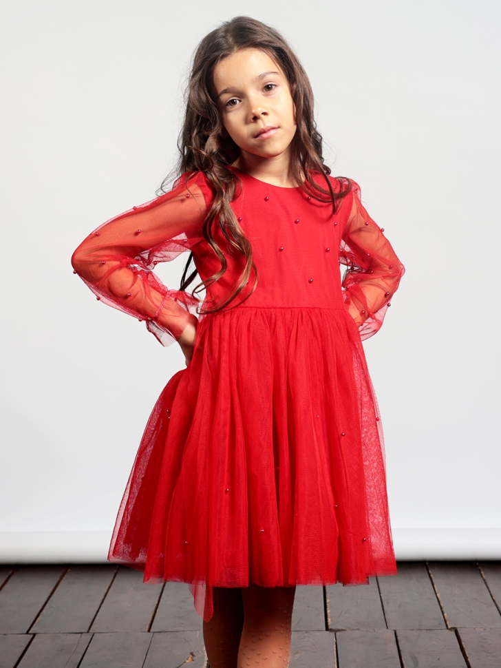 Платье для девочки нарядное БУШОН ST511, цвет красный 