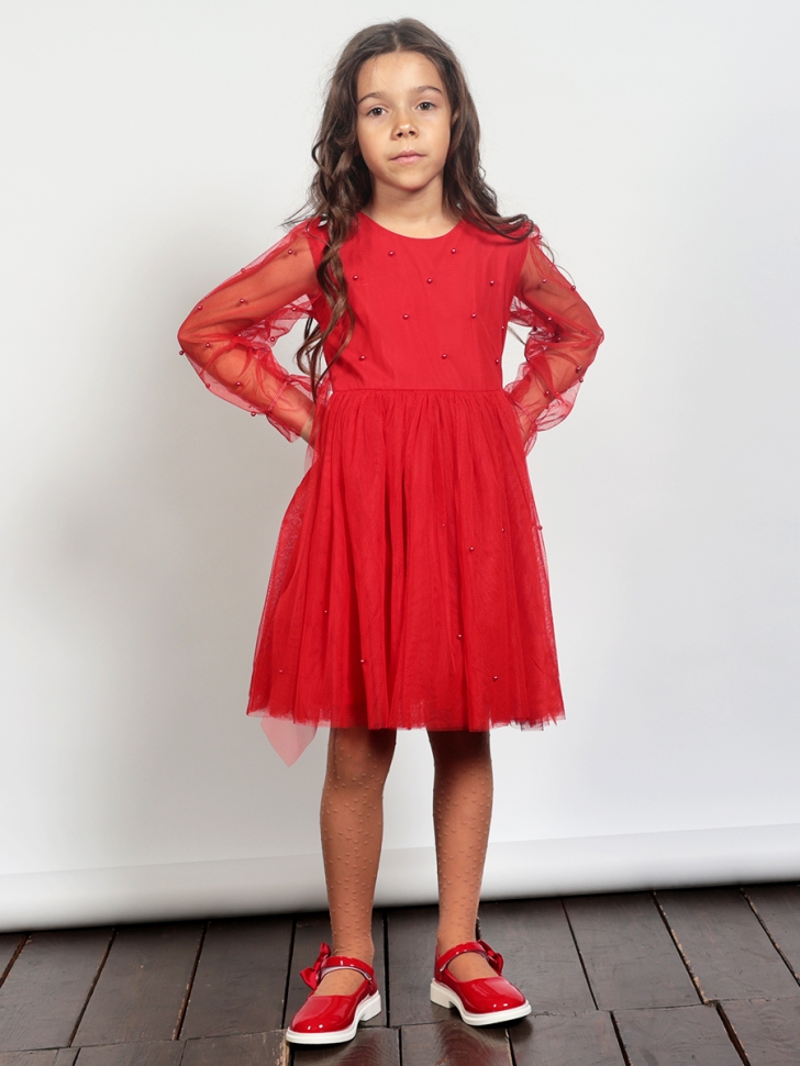 Платье для девочки нарядное БУШОН ST511, цвет красный 