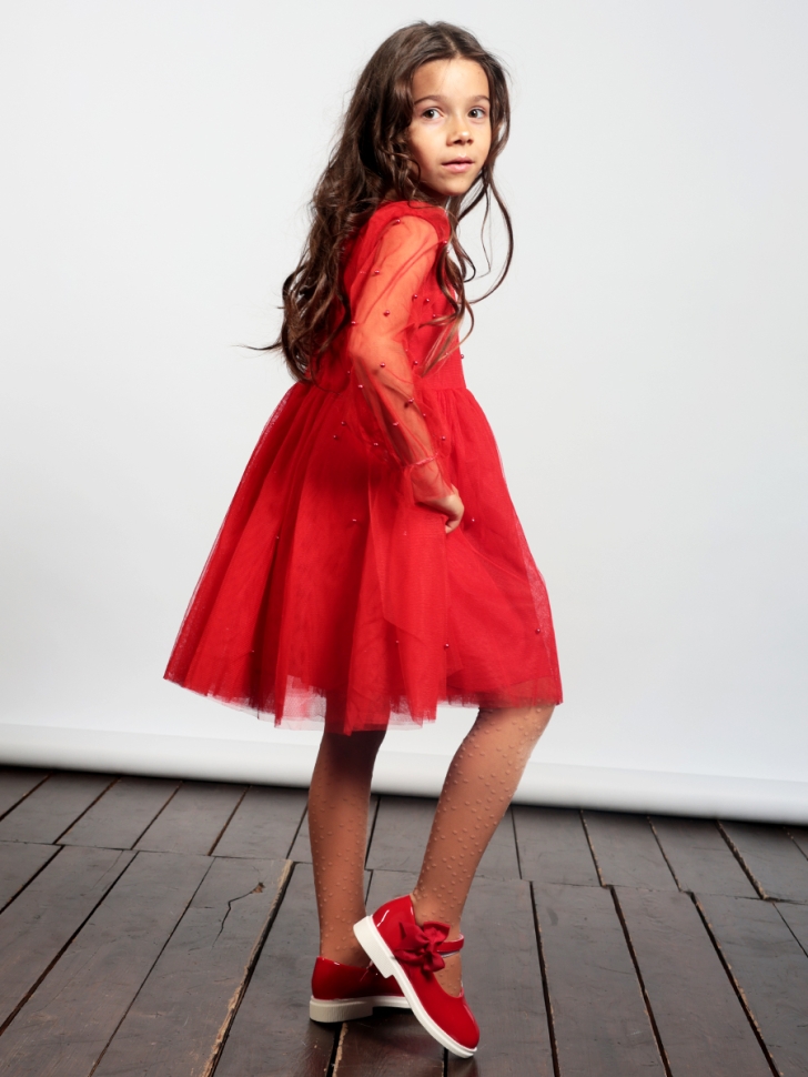 Платье для девочки нарядное БУШОН ST511, цвет красный 