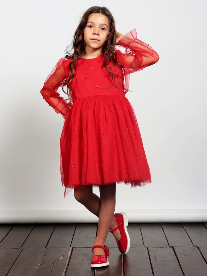 Платье для девочки нарядное БУШОН ST511, цвет красный 
