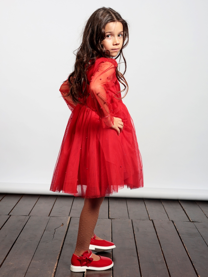 Платье для девочки нарядное БУШОН ST511, цвет красный 