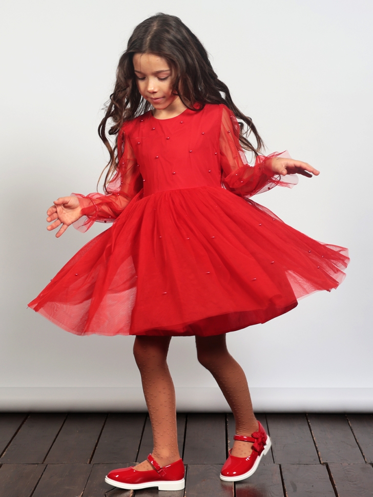 Платье для девочки нарядное БУШОН ST511, цвет красный 
