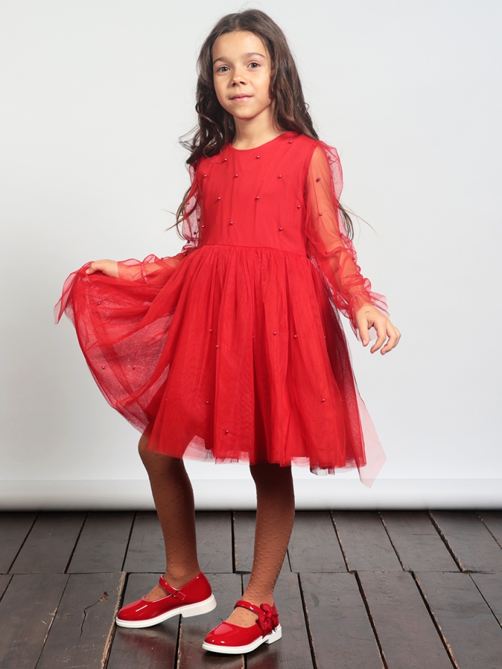Платье для девочки нарядное БУШОН ST511, цвет красный 