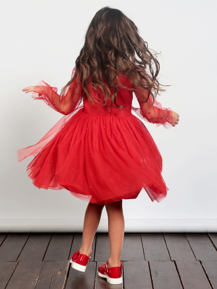 Платье для девочки нарядное БУШОН ST511, цвет красный 