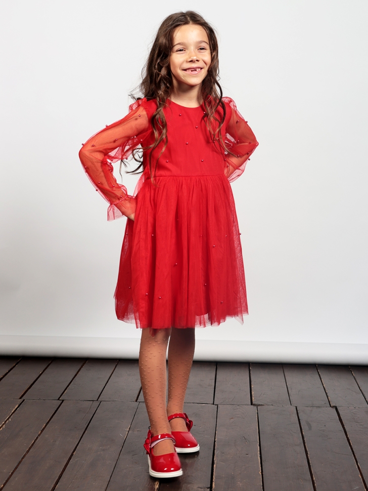 Платье для девочки нарядное БУШОН ST511, цвет красный 