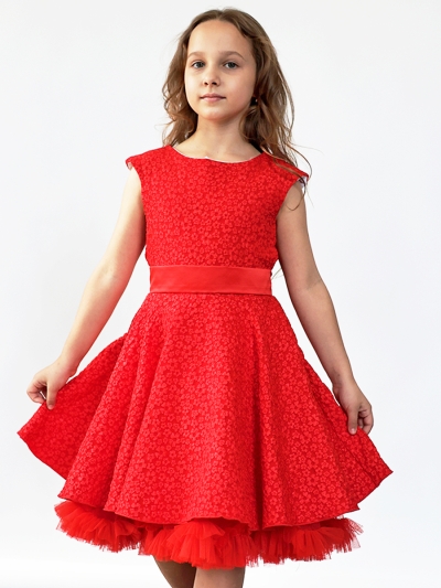 Платье для девочки праздничное БУШОН ST36, цвет красный