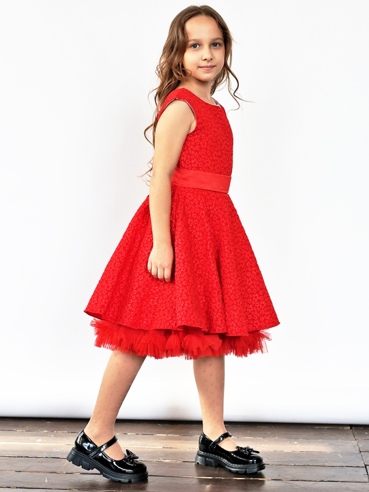 Платье для девочки праздничное БУШОН ST36, цвет красный 