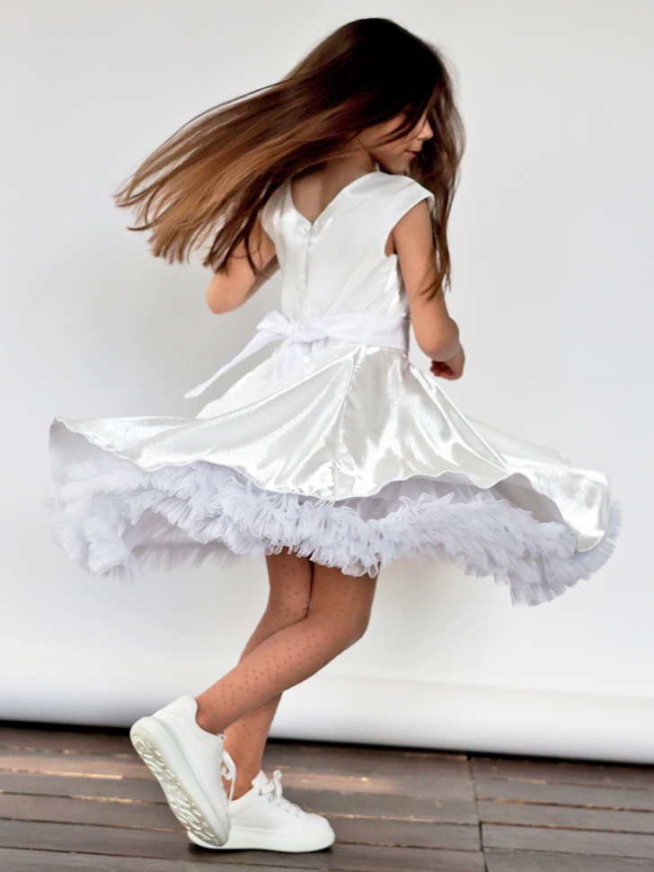 Платье для девочки праздничное БУШОН ST362, цвет белый