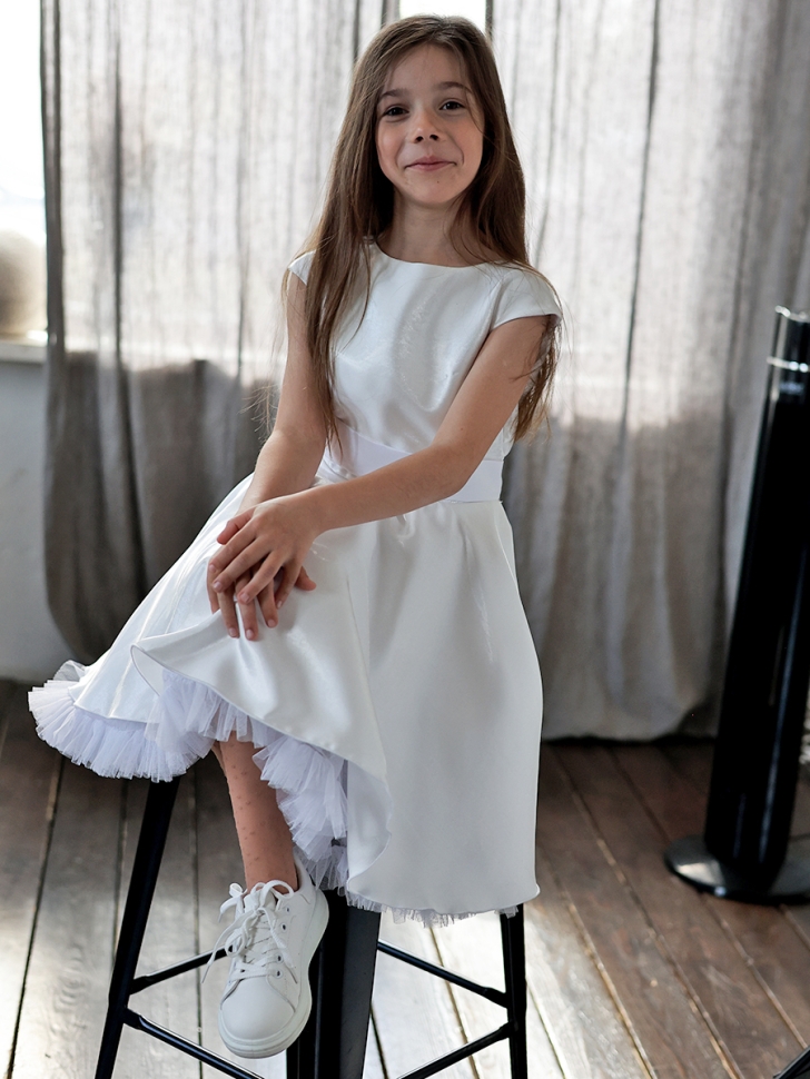 Платье для девочки праздничное БУШОН ST362, цвет белый